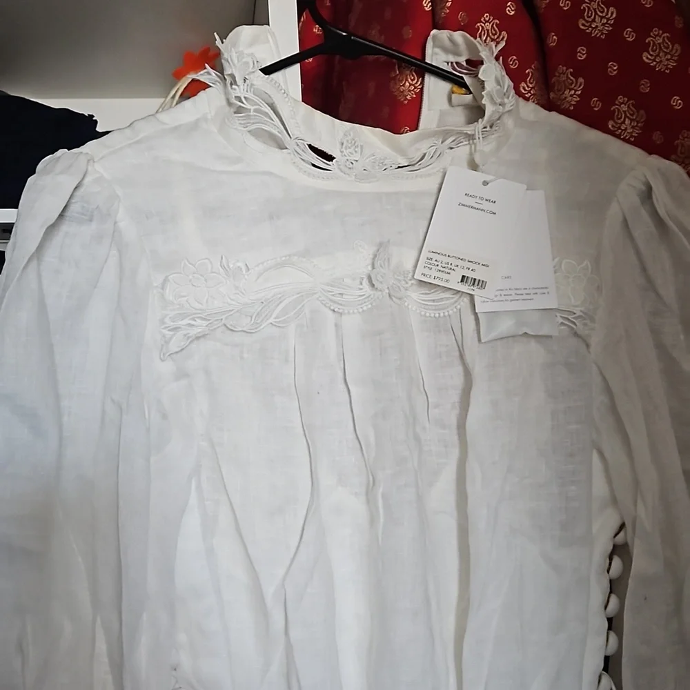 ZIMMERMANN Luminous Buttoned Smock Midi Dress size 2 - Picture 6 of 8